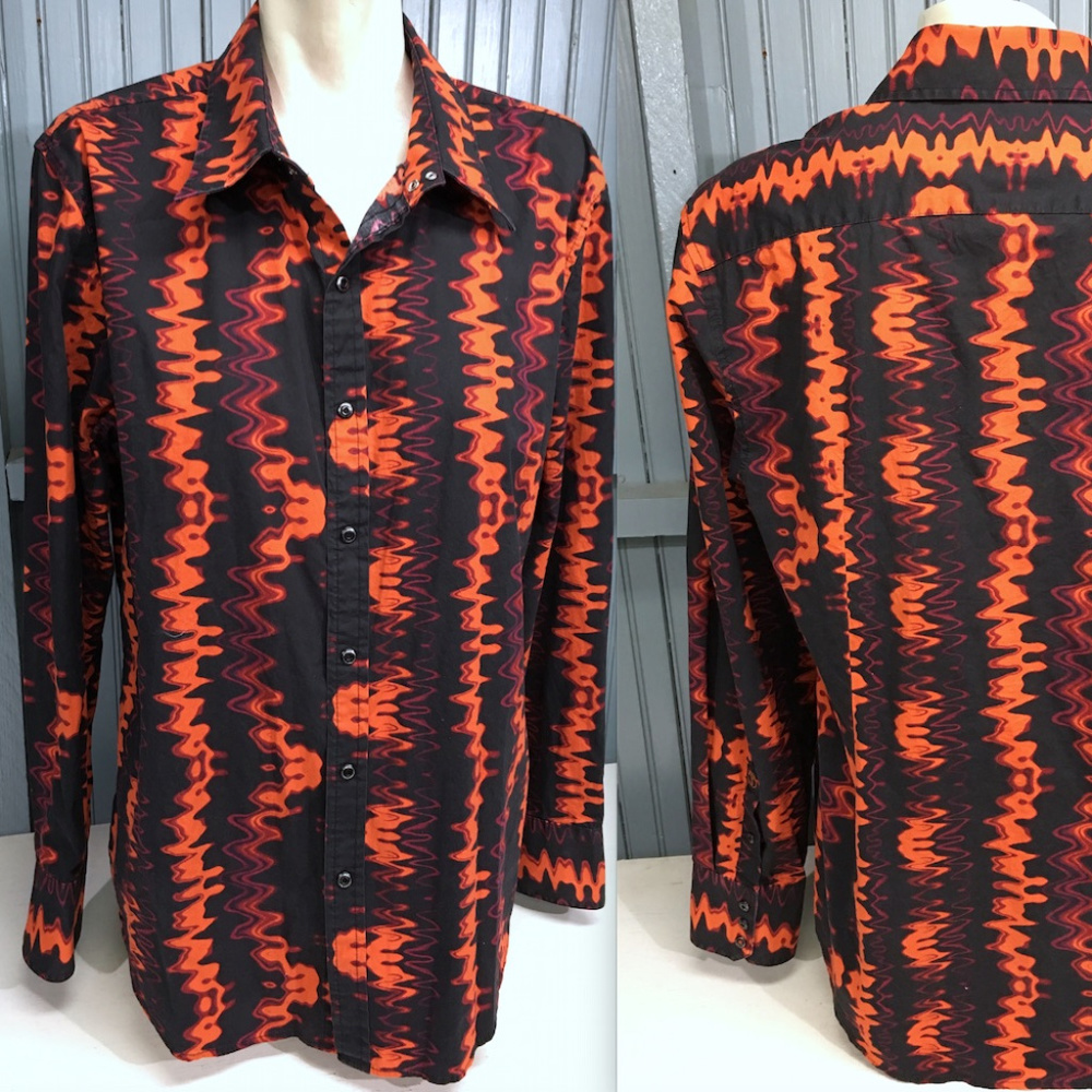 Vintage Calvin Klein Mens Large Static Snap Shirt